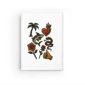 Tattoo Flash Hardcover Journal — Vintage Shark, Snake & Floral Sketchbook