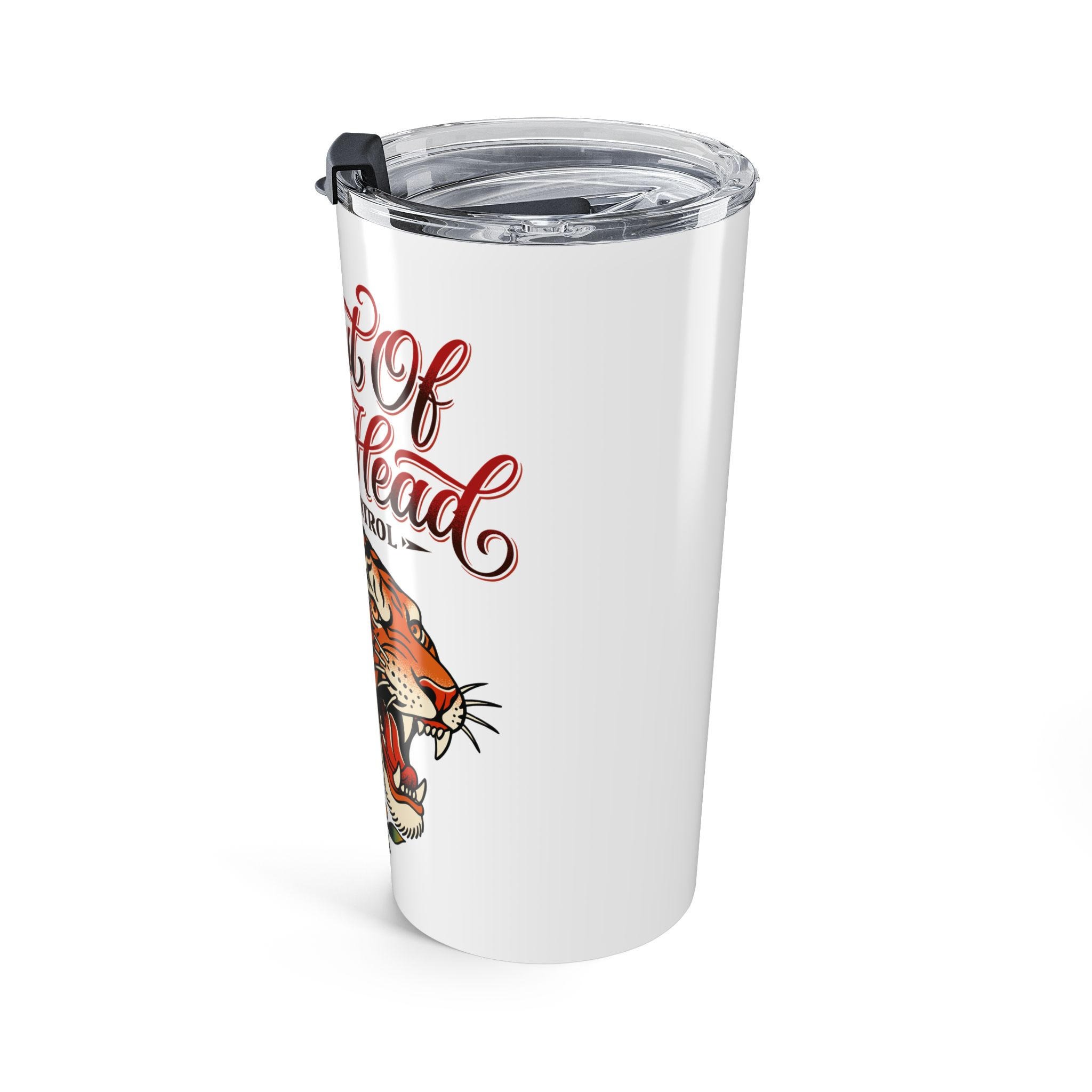 Get Out of Your Head tiger tumbler 20oz | Motivational script, rose tattoo design - Image 4
